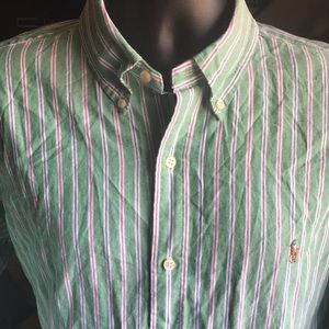 🚨B2G1 POLO RALPH LAUREN Easter Green Red & Blue Striped Long Sleeve Button Up
